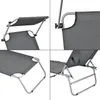 A collage of four close-up images showing different angles and details of a dark gray sun lounger with a canopy. Produktbild-Vorschau