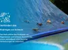A blue tarp covering a pool, with leaves and debris on it. Text describes its function. Anteprima dell’immagine prodotto