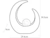 A line drawing of a crescent-shaped lamp with a spherical light source in the center, with dimensions indicated. Anteprima dell’immagine prodotto