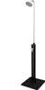 A black and silver outdoor shower stand with a shower head and faucet, isolated on a white background. Produktbild-Vorschau