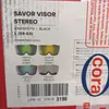 A product label showing a ski helmet and available spare lenses, along with technical specifications and shipping information. Náhled obrázku produktu