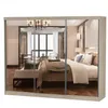 A mirrored wardrobe reflecting a bedroom interior. Voir les images du produit