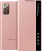 A pink Samsung Galaxy Note 20 phone case with a clear window on the front cover, showing the phone's screen with time and date. Podgląd zdjęcia produktu