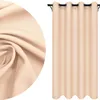 A close-up of fabric texture and a beige curtain hanging on a rod. Produktbild-Vorschau