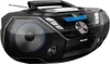 A black Philips Bluetooth stereo CD sound machine with a silver dial and blue accents on the speakers and display. Produktbild-Vorschau