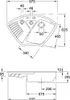 Technical drawing with dimensions of a sink. Produktbild-Vorschau