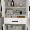 Badschrank Hochschrank Weiß Hochglanz stehend mit Schublade Produktbild-Vorschau 5