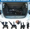 A collage of images showing a stroller being folded and placed in a car trunk, and different views of a stroller. Podgląd zdjęcia produktu