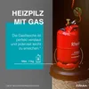 A red gas cylinder is shown next to a grey background with text about a gas heater. Produktbild-Vorschau