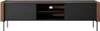 A modern TV lowboard with a dark front and wooden accents, shown against a white background. Náhled obrázku produktu