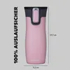 A pink Contigo thermocup is shown against a light gray background with dimensions indicated. Podgląd zdjęcia produktu