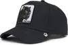 A black baseball cap with a patch of a black panther on the front. Produktbild-Vorschau