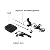 A black headset with two microphones and a small black host device, along with a 3.5mm jack cable, are laid out on a white background. Náhled obrázku produktu
