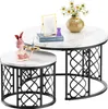 MODFU Couchtisch rund schwarz,2er set Sofatisch mit weiße Produktbild-Vorschau 8