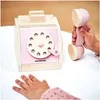 Drewniany telefon retro - pastelowy róż Podgląd zdjęcia produktu 2