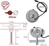A collage of images showing a wireless charger, its dimensions, and installation components. Produktbild-Vorschau