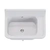 A white sink basin with a drain and a ribbed side area, shown from a top-down perspective against a white background. Produktbild-Vorschau