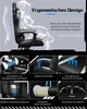 A collage of images showcasing a gaming chair and its features. Produktbild-Vorschau