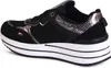 A side view of a single black platform sneaker with silver accents. Produktbild-Vorschau