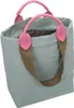 A light blue tote bag with pink handles and khaki straps is shown against a white background. Voir les images du produit