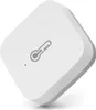 A white square-shaped device with a thermometer icon printed on it, shown at an angle against a white background. Voir les images du produit