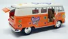 A toy model of a VW bus with 'Peace and Love' graphics. Produktbild-Vorschau