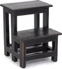 A black wooden step stool with two steps, shown against a white background.