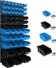 A wall-mounted storage system with blue and black bins, displayed alongside individual bins with quantity labels. Anteprima dell’immagine prodotto