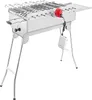 A stainless steel charcoal grill with skewers and an electric motor attachment, shown on a white background. Produktbild-Vorschau