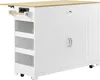 A white kitchen island with a natural wood countertop is shown against a white background. Podgląd zdjęcia produktu