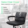 A black salon chair with a clear protective cover over the back and seat. Produktbild-Vorschau