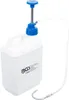 A white plastic jerrycan with a blue pump and a clear hose attached. Náhled obrázku produktu