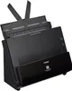 A black Canon imageFORMULA DR-C225II scanner is shown from a slightly elevated front-left angle against a white background. The scanner has its document feeder tray open and extended. Voir les images du produit