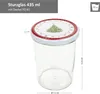 A clear shot of a glass jar with a decorative lid, showing dimensions. Anteprima dell’immagine prodotto