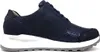 A studio shot of a single navy blue sneaker with a silver sole. Náhľad obrázku produktu