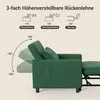Diagram showing the adjustable backrest angles of a green sofa bed. Anteprima dell’immagine prodotto