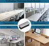 A collage of images showing different office environments and a close-up of a power outlet. Produktbild-Vorschau