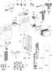 An exploded diagram of a toilet cistern and associated plumbing components. Náhľad obrázku produktu