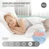 A young girl sleeping peacefully on a bed, with marketing text and graphics overlaid. Produktbild-Vorschau