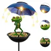 Solar Vogelfutterhaus Frosch mit Regenschirm – 93 cm hoch, Produktbild-Vorschau 1