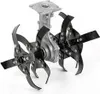 A close-up studio shot of a tiller attachment for a garden tool. Voir les images du produit