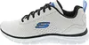 A side view of a white and black Skechers athletic shoe with blue accents. Anteprima dell’immagine prodotto
