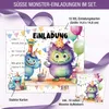 Monster Einladung Kindergeburtstag Junge & Mädchen | XXL Produktbild-Vorschau 2