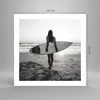 Poster - Poster ohne Rahmen - Frau Strand Surfen - 50x50 cm Produktbild-Vorschau 4