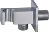 A close-up studio shot of a chrome shower arm with a holder for a hand shower. Produktbild-Vorschau