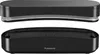 A top and bottom view of a black Panasonic cordless phone base station. Produktbild-Vorschau