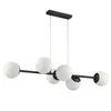 A black and white modern chandelier with six glass globes. Produktbild-Vorschau