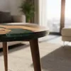Runder Walnuss-Epoxid-Tisch, grünes Harz,Couchtisch aus Produktbild-Vorschau 3