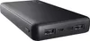A black power bank with a textured surface is shown from a diagonal angle. Produktbild-Vorschau