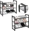 Schwarzes Schuhregal aus Metall, 3 Ebenen Produktbild-Vorschau 5